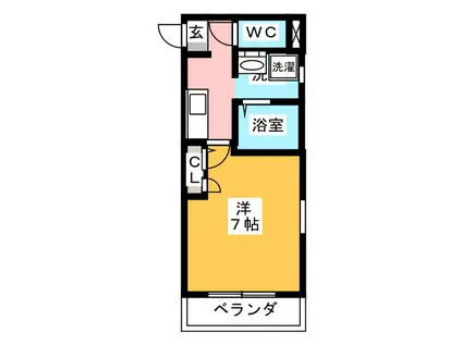 SUNNY SIDE 生田(1K/1階)の間取り写真