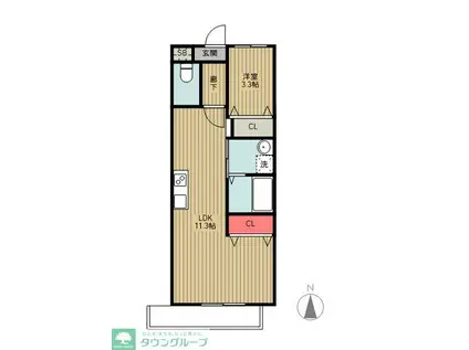 RESERVE H&M RESIDENCE 販促費あり(1LDK/1階)の間取り写真