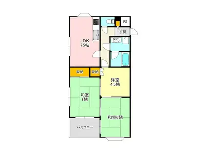 フリーディオ富田林市(3DK/2階)の間取り写真