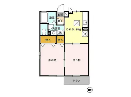 セジュール八幡(2DK/1階)の間取り写真