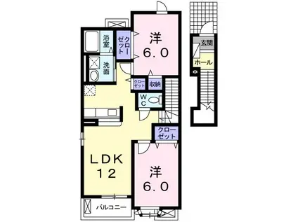 フェリークス(2LDK/2階)の間取り写真
