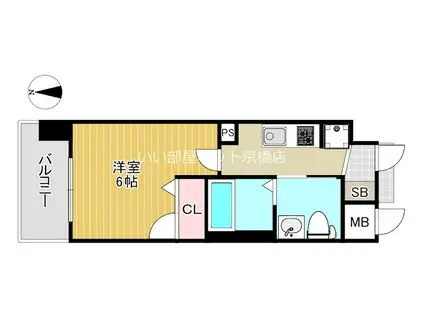 エステムプラザ梅田・中崎町IIIツインマークスノースレジデンス(1K/9階)の間取り写真