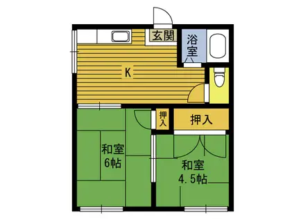 コーポ花月(2K/1階)の間取り写真