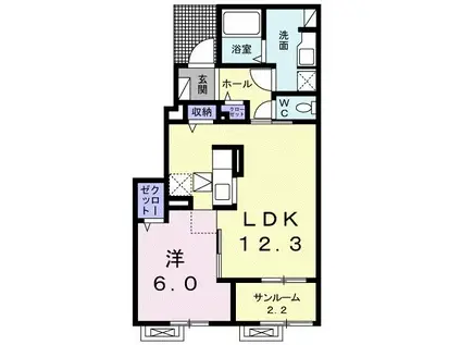 グランドソレーユ V(1LDK/1階)の間取り写真