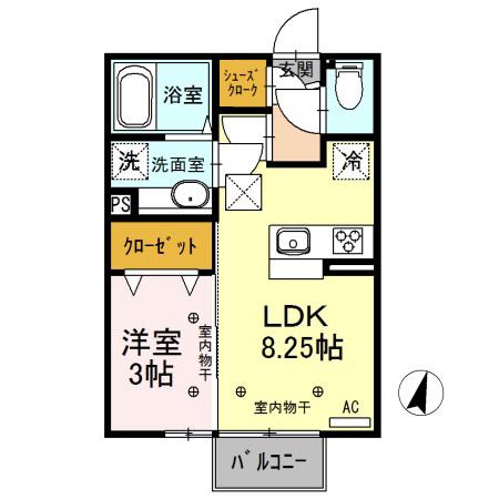 ヘルシーホーム THE 4TH(1LDK/1階)の間取り写真