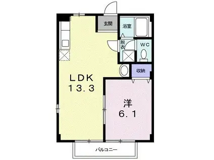 アーバンハイツB(1LDK/2階)の間取り写真