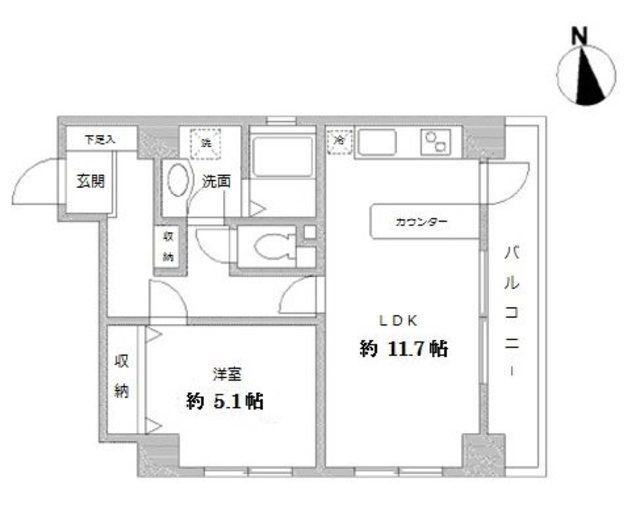 ラクラス田原町(1LDK/2階)の間取り写真