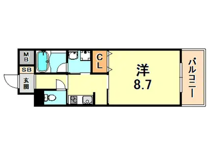 エルセレーノ石屋川(ワンルーム/3階)の間取り写真