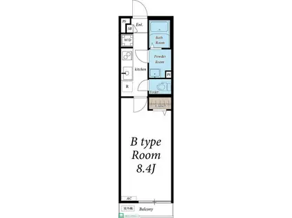 リブリ・アクティー柏A(1K/2階)の間取り写真