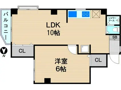 コーポ川通(1LDK/3階)の間取り写真