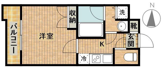 ルーブル武蔵中原弐番館(1K/2階)の間取り写真