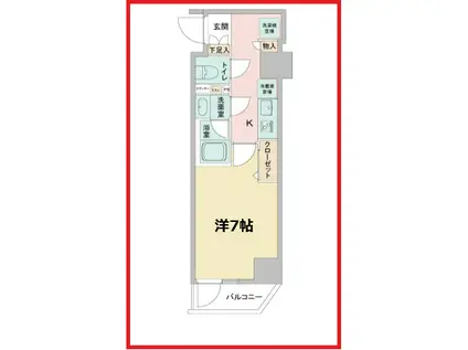 カバナ浅草(1K/6階)の間取り写真