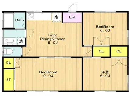 コンフォートイナギ(3LDK/4階)の間取り写真