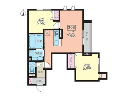 ベルフォルム赤堤(2LDK/2階)の間取り写真