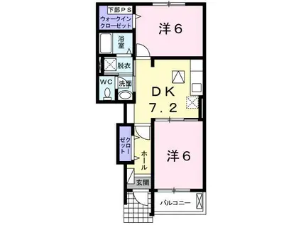 アダージョ A・B棟(2DK/1階)の間取り写真