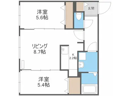 シティプレミア平岸(2LDK/4階)の間取り写真