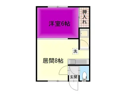 サンライトハイム(1DK/2階)の間取り写真