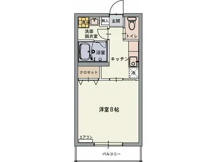 ラテラスI(1K/2階)の間取り写真