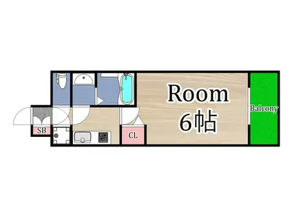 レジュールアッシュ都島ブリーゼ(1K/9階)の間取り写真