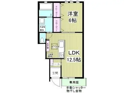 テラスリストーロ(1LDK/1階)の間取り写真