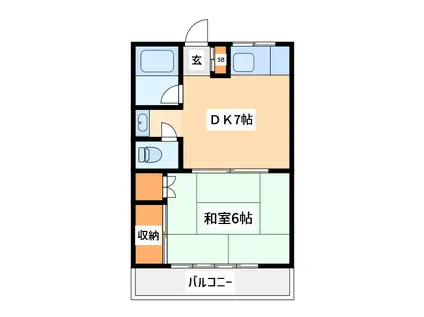 岡部コーポ(1DK/2階)の間取り写真