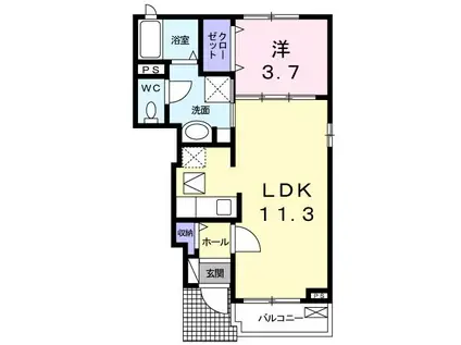 アンソレイエ(1LDK/1階)の間取り写真