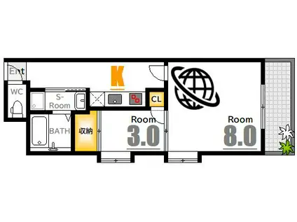 コンフォール清和(1LDK/7階)の間取り写真
