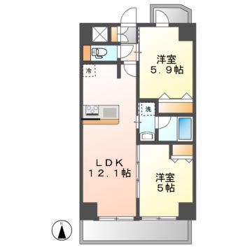 S-RESIDENCE高岳ARDENT(2LDK/9階)の間取り写真