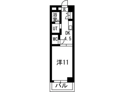 フローラル栄II(1DK/3階)の間取り写真
