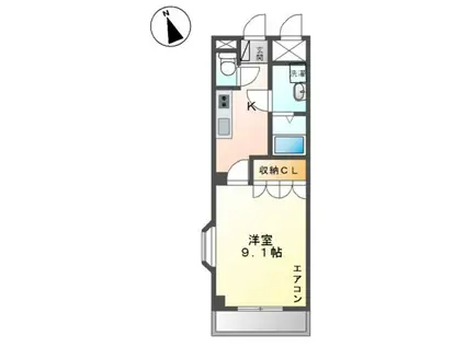 ペニーレインB(1K/2階)の間取り写真