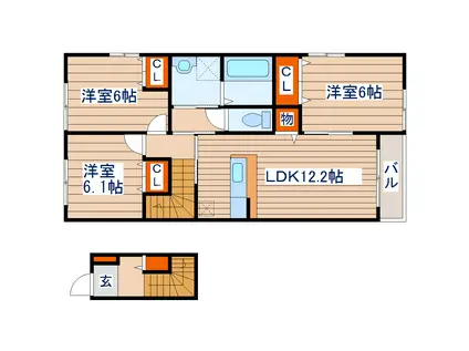 ファミリエールC棟(3LDK/2階)の間取り写真
