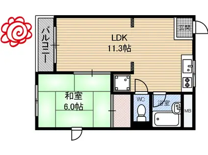 エヌハイム(1LDK/3階)の間取り写真