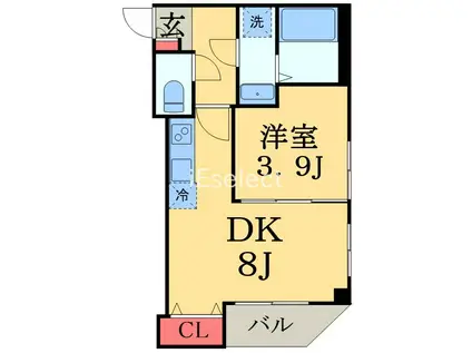 コネクトパークヒルズ千葉中央(1DK/2階)の間取り写真