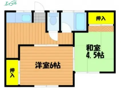 パステルハイツ福成(2K/2階)の間取り写真