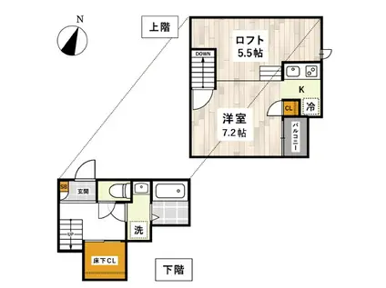 ADC龍田グランドゥール(1K/1階)の間取り写真