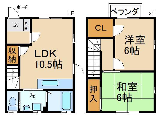 ヴィヴァンノールB棟(2LDK/1階)の間取り写真