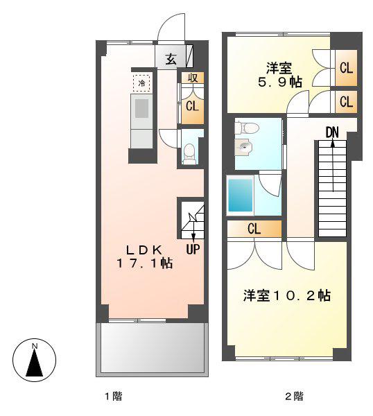 トランセット覚王山(2LDK/1階)の間取り写真
