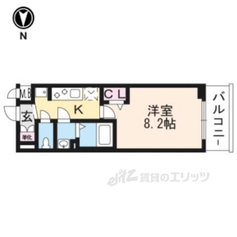 プレサンス THE KYOTO 東福寺 ウエスト(1K/4階)の間取り写真