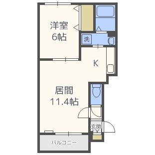平岸壱番館(1LDK/4階)の間取り写真