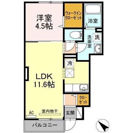 アゼリア福吉(1LDK/1階)の間取り写真