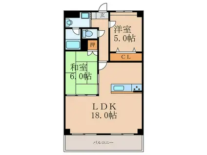 サンクス光(2LDK/3階)の間取り写真