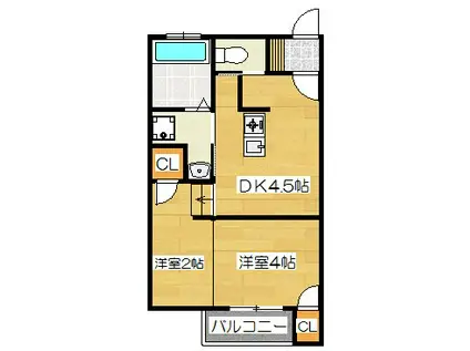 コンフォール石坂(1DK/1階)の間取り写真