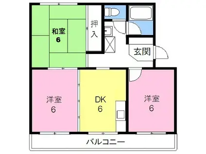 ビクトリーマンション(3DK/1階)の間取り写真