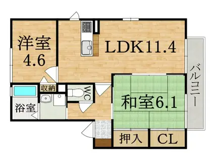 ライン大和C(2LDK/2階)の間取り写真