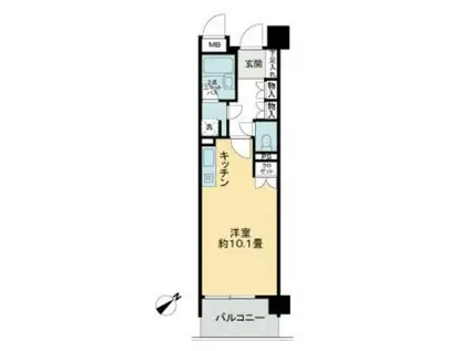 シスナブ池袋本町C棟(ワンルーム/1階)の間取り写真