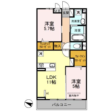 安行藤八D-ROOMII(2LDK/2階)の間取り写真