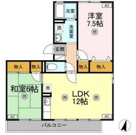 カトルセゾン(2LDK/2階)の間取り写真