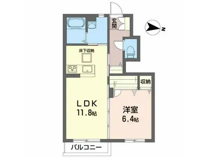 ソレアードII(1LDK/1階)の間取り写真