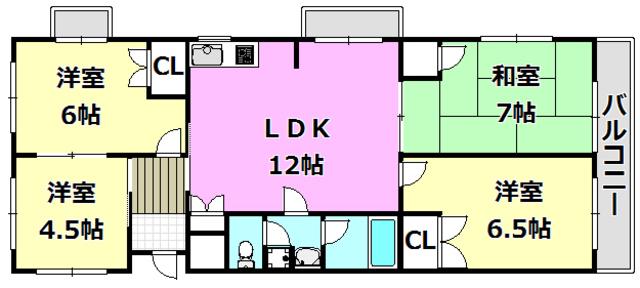 ゼンコウコーポラス6号館(4LDK/3階)の間取り写真