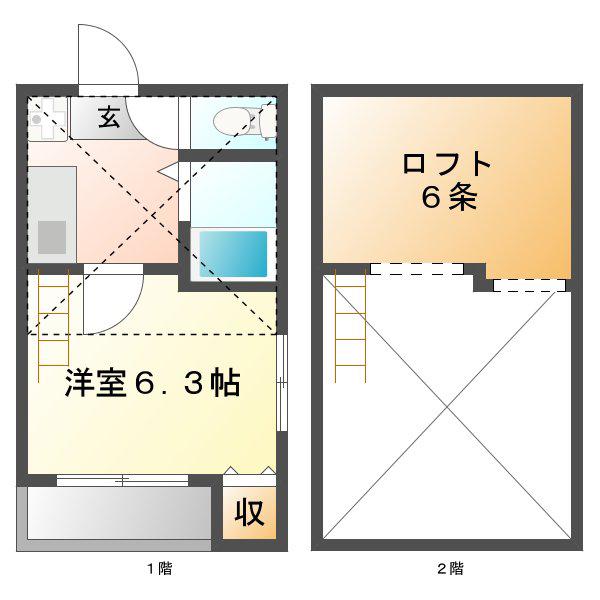セントフィオーレ(1K/1階)の間取り写真